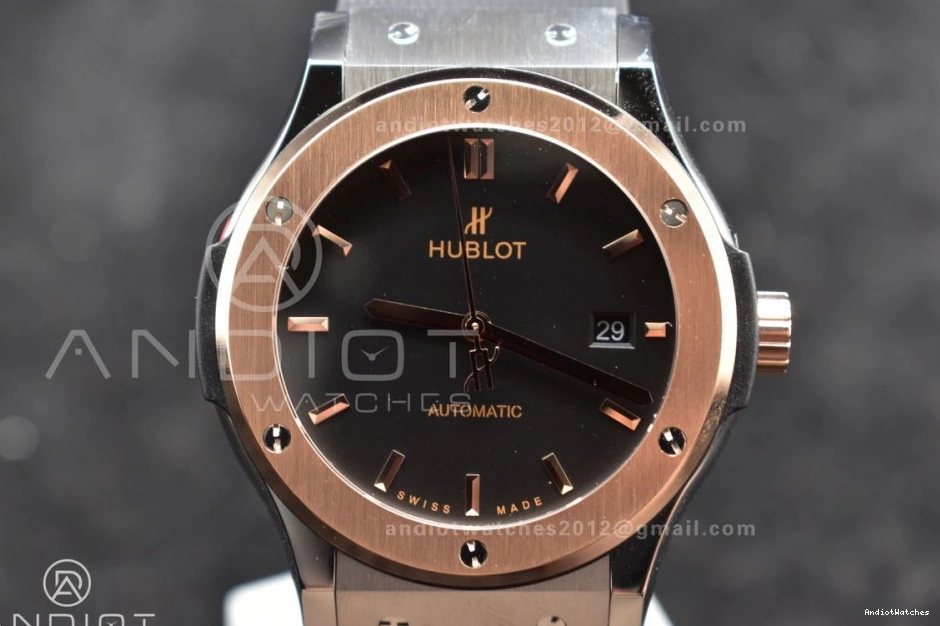 Dial HBF Black 45mm A Black Edition 588 Fusion RG Strap 1:1 on Bold Gummy Best 0414